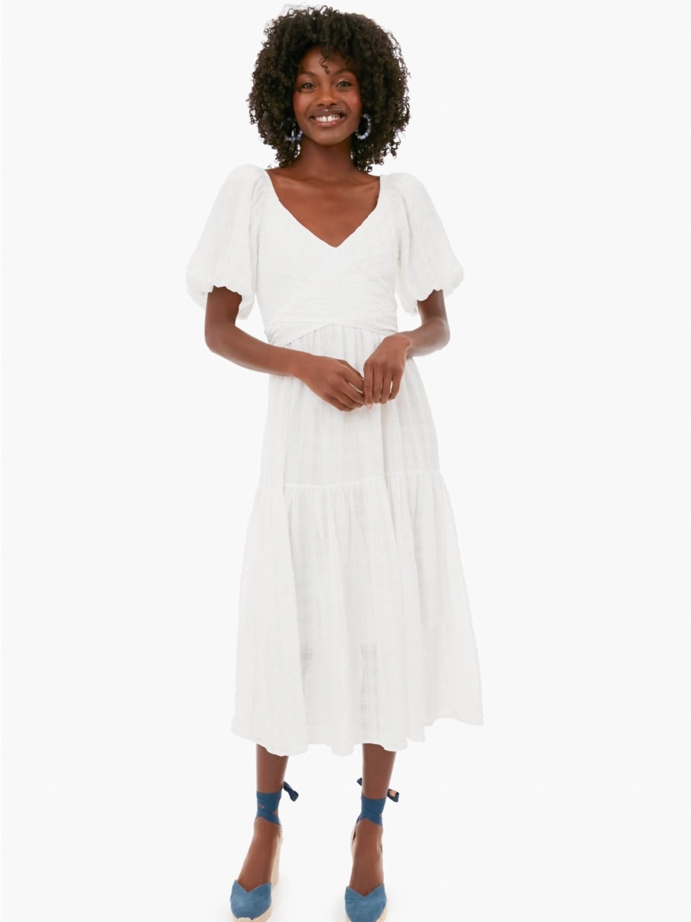 Tuckernuck Hyacinth House Textured White Sydney Midi Dress